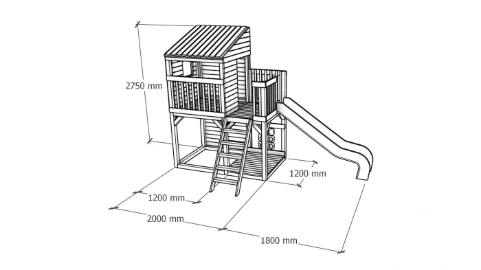 Kompakter Spielplatz aus Holz