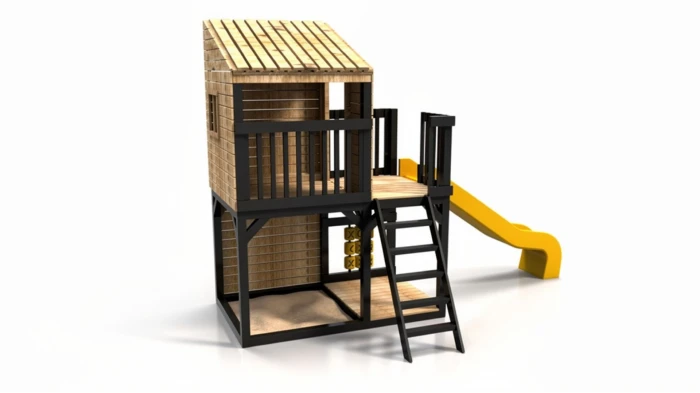 Kompakter Spielplatz aus Holz