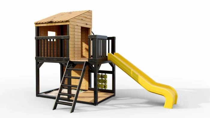 Kompakter Spielplatz aus Holz