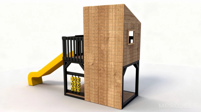 Kompakter Spielplatz aus Holz
