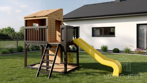 Kompakter Spielplatz aus Holz