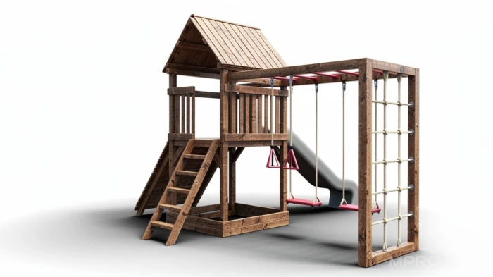 Multifunktionales Spielplatz aus Holz