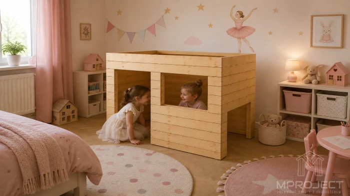 Holz-Spielhaus, Versteck und Rückzugsort fürs Kinderzimmer