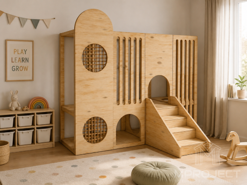 Holz-Indoor-Spielplatz ARMADILLO für zu Hause