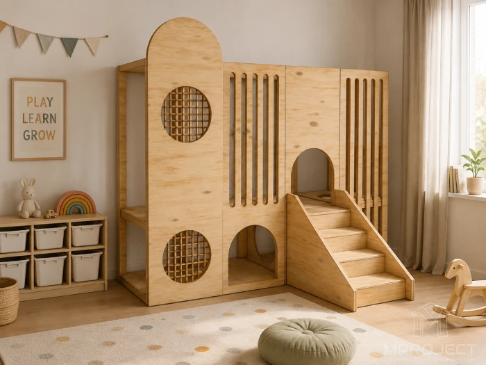 Holz-Indoor-Spielplatz ARMADILLO für zu Hause