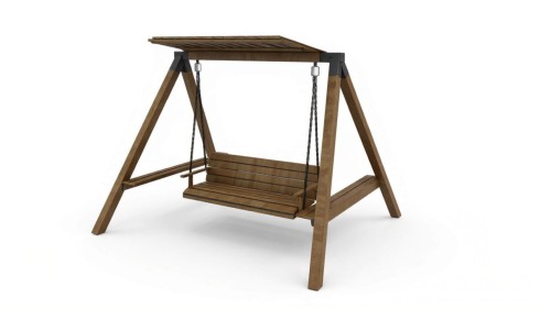 Überdachte Gartenschaukel aus Holz
