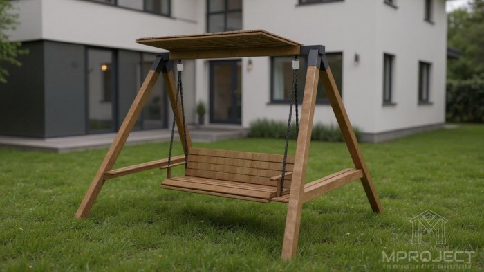 Überdachte Gartenschaukel aus Holz