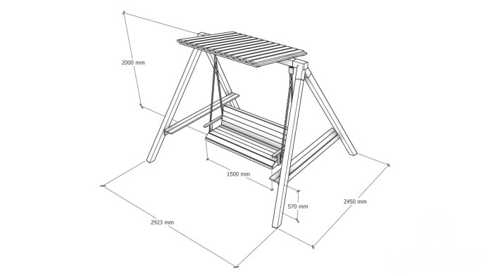 Überdachte Gartenschaukel aus Holz