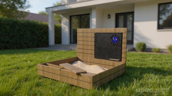 Pädagogischer Sandkasten mit Tafel