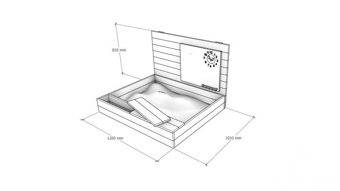 Pädagogischer Sandkasten mit Tafel