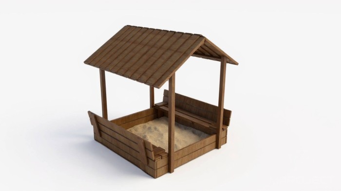 Abschließbarer Holzsandkasten mit Dach