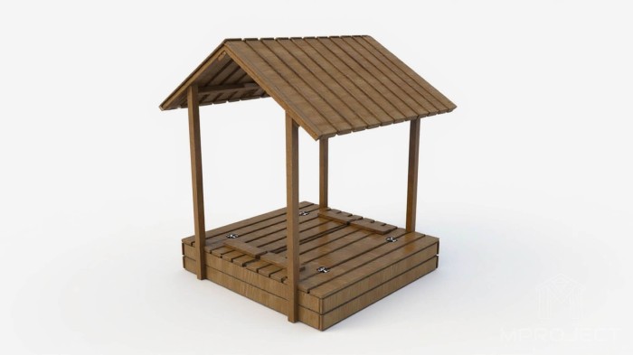 Abschließbarer Holzsandkasten mit Dach