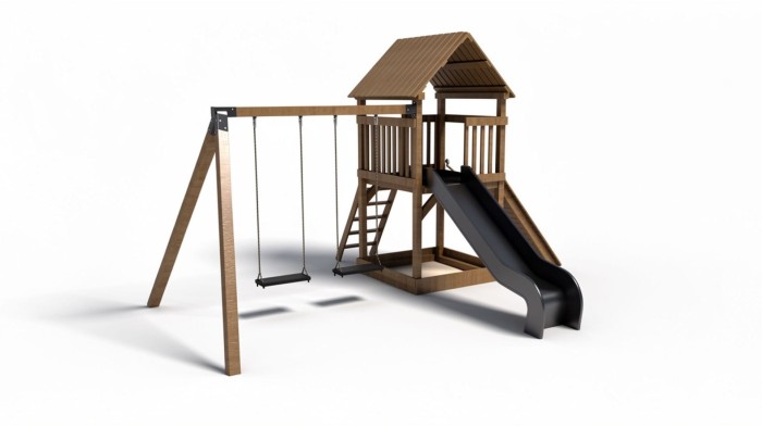 Holzspielplatz mit Häuschen