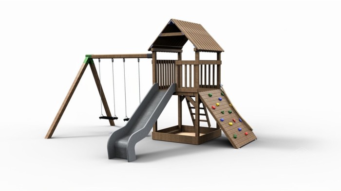 Holzspielplatz mit Häuschen