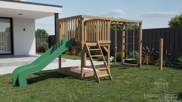 Moderner Spielplatz aus Holz